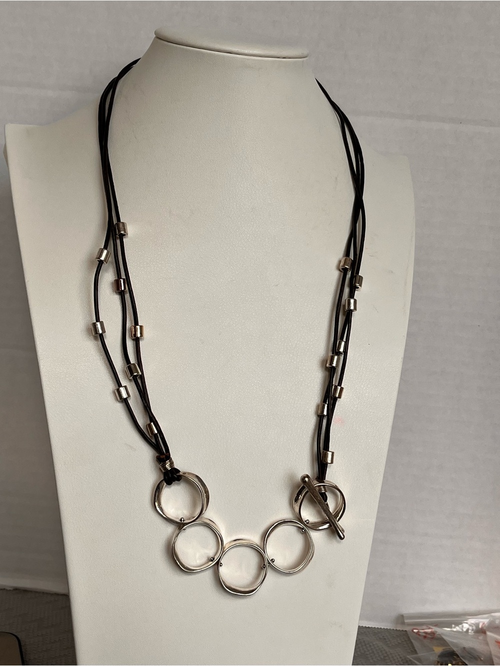 Robert Lee Morris RLM Studio 28” Modernist Circle Black Cord Toggle Necklace